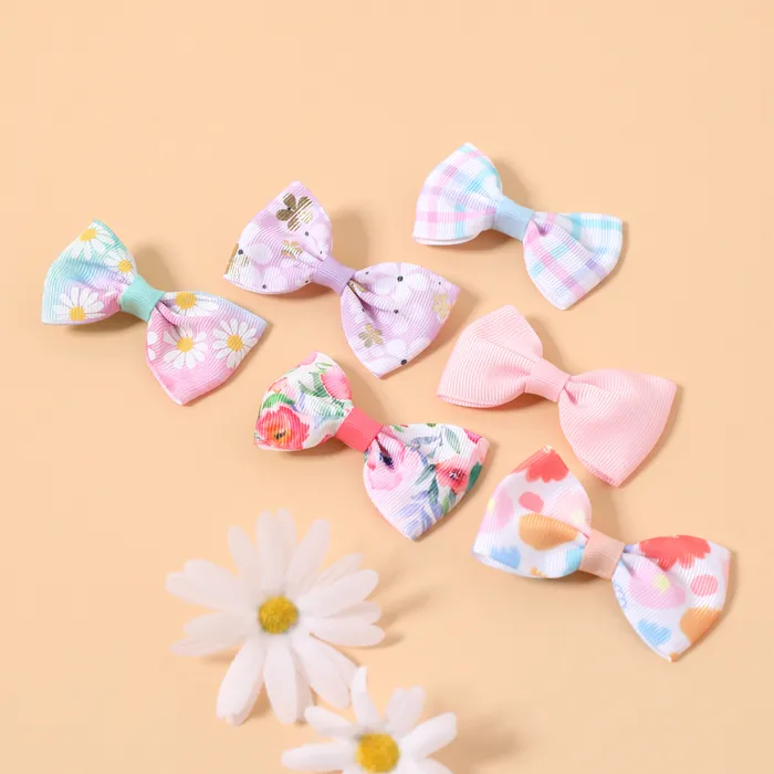 6-pack Fruit Flower Pattern Ribbed Hair Clip for Girls