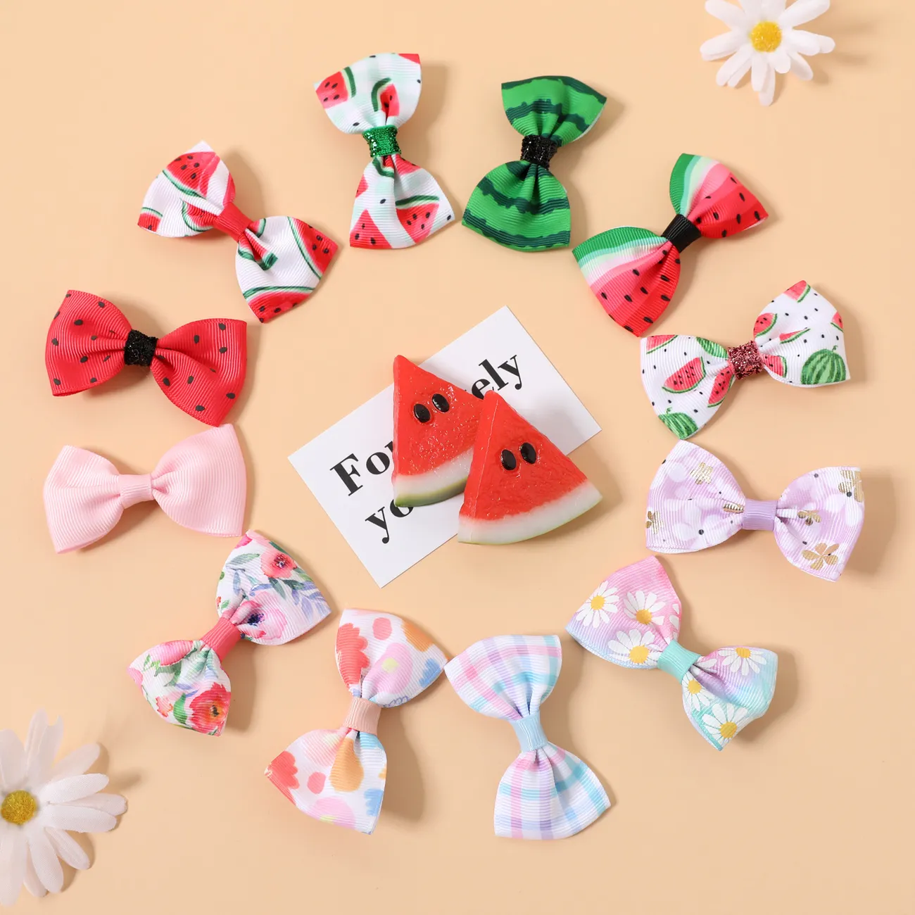 6er-Pack gerippte Haarspangen mit Fruchtblumenmuster für Mädchen Farbe-A big image 1