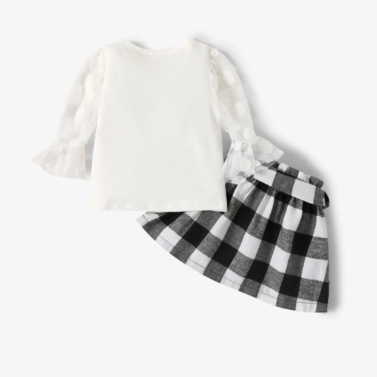2 unidades Niño pequeño Chica Costura de tela Informal Traje de falda Blanco big image 1