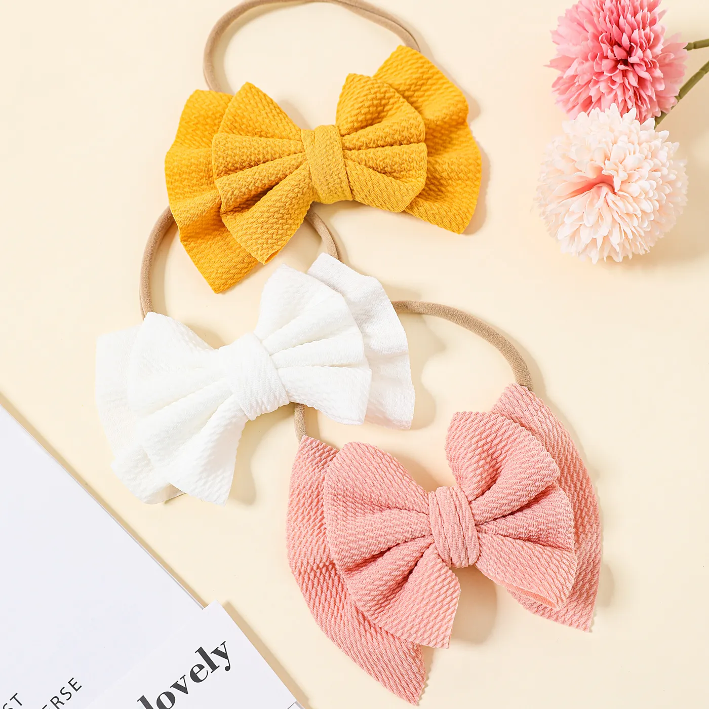 Pure Color Textured Bowknot Hair Ties for Girls  image 6