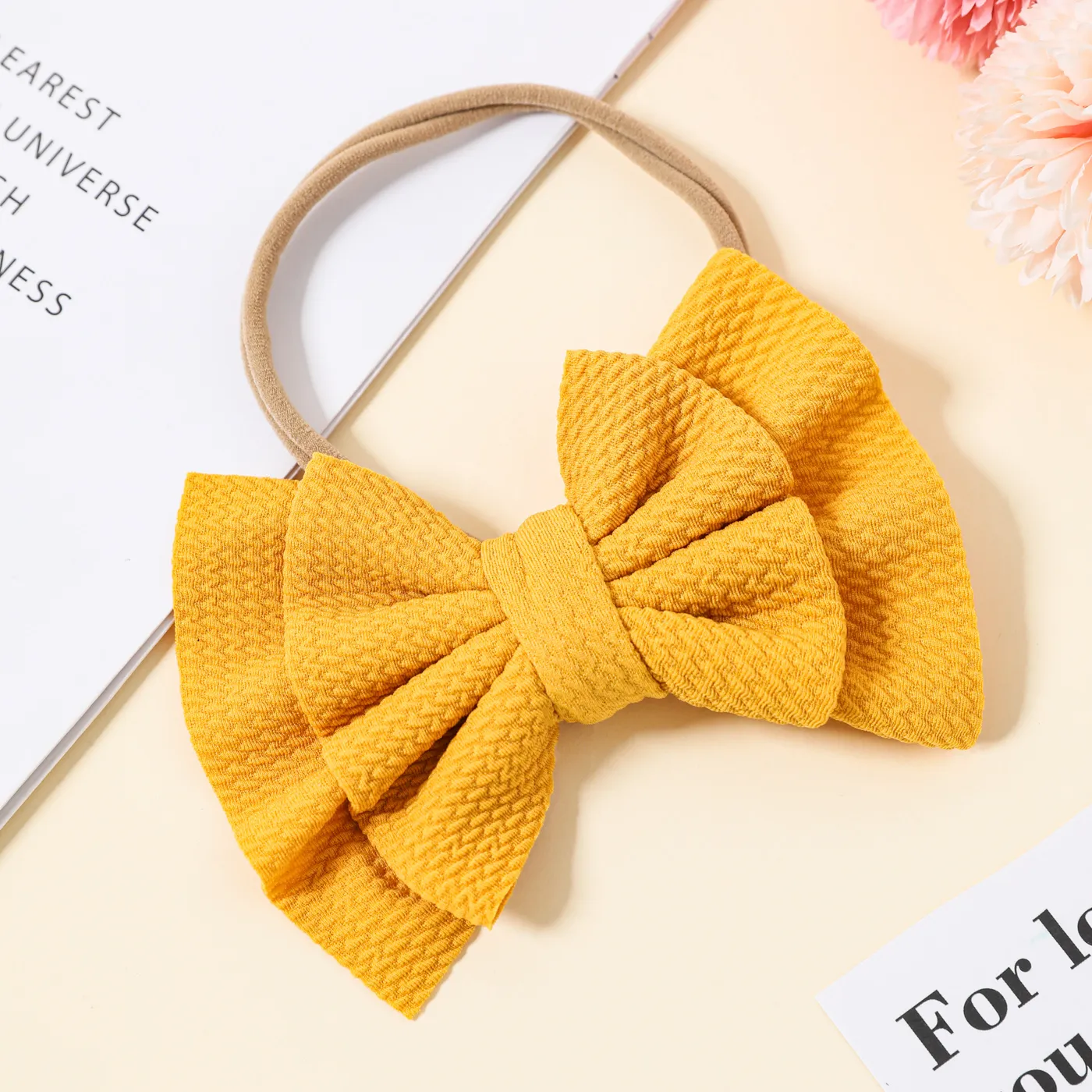 Pure Color Textured Bowknot Hair Ties for Girls Ginger