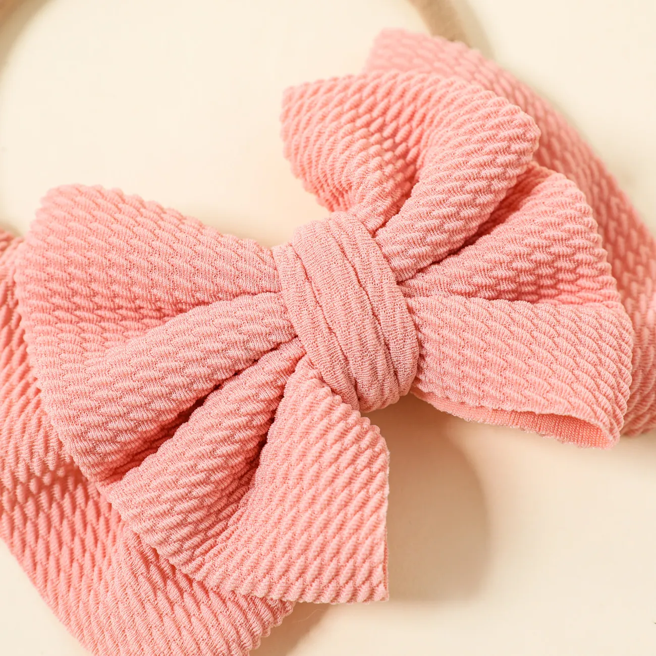 Pure Color Textured Bowknot Hair Ties for Girls Rose Gold big image 1
