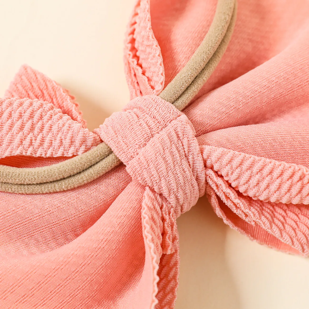 Pure Color Textured Bowknot Hair Ties for Girls Rose Gold big image 1