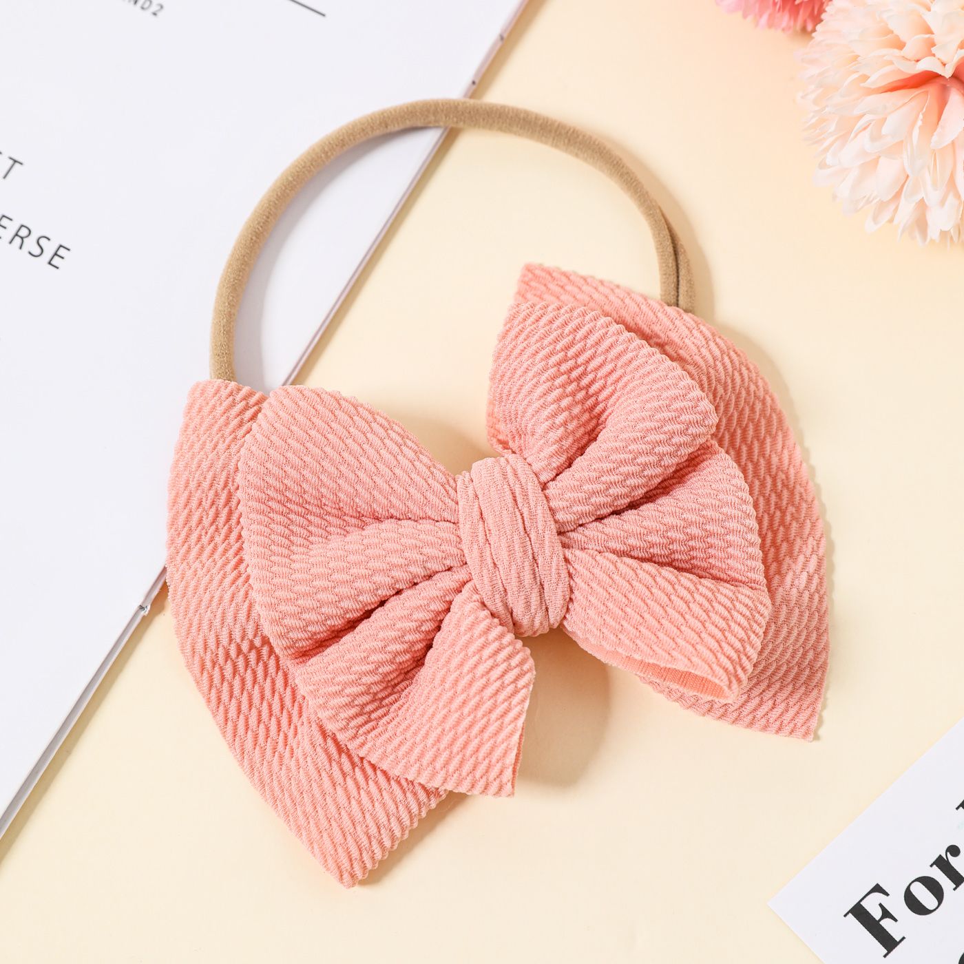 Pure Color Textured Bowknot Hair Ties For Girls