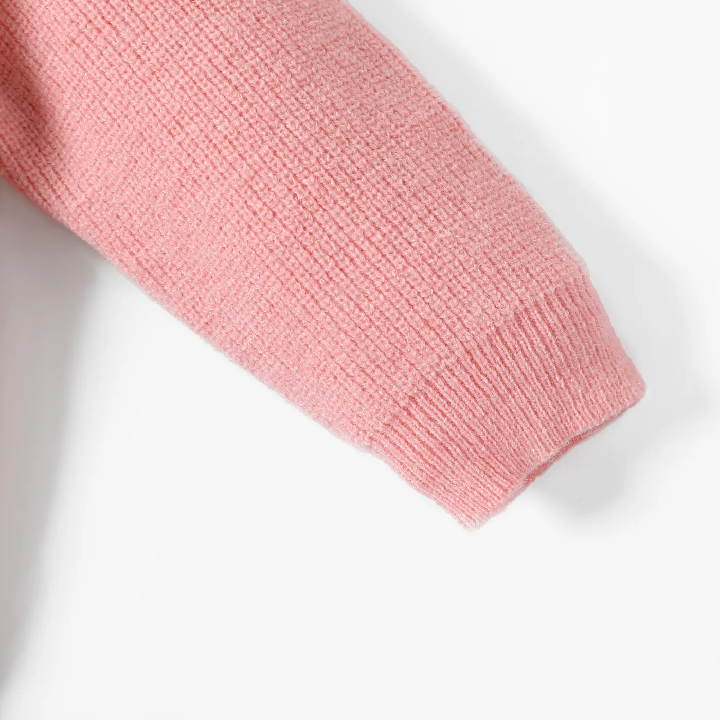 Baby Girl Solid Round Neck Long-sleeve Knitted Pullover Sweater Pink image 5
