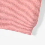 Baby Girl Solid Round Neck Long-sleeve Knitted Pullover Sweater Pink image 6