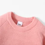 Baby Girl Solid Round Neck Long-sleeve Knitted Pullover Sweater  image 4
