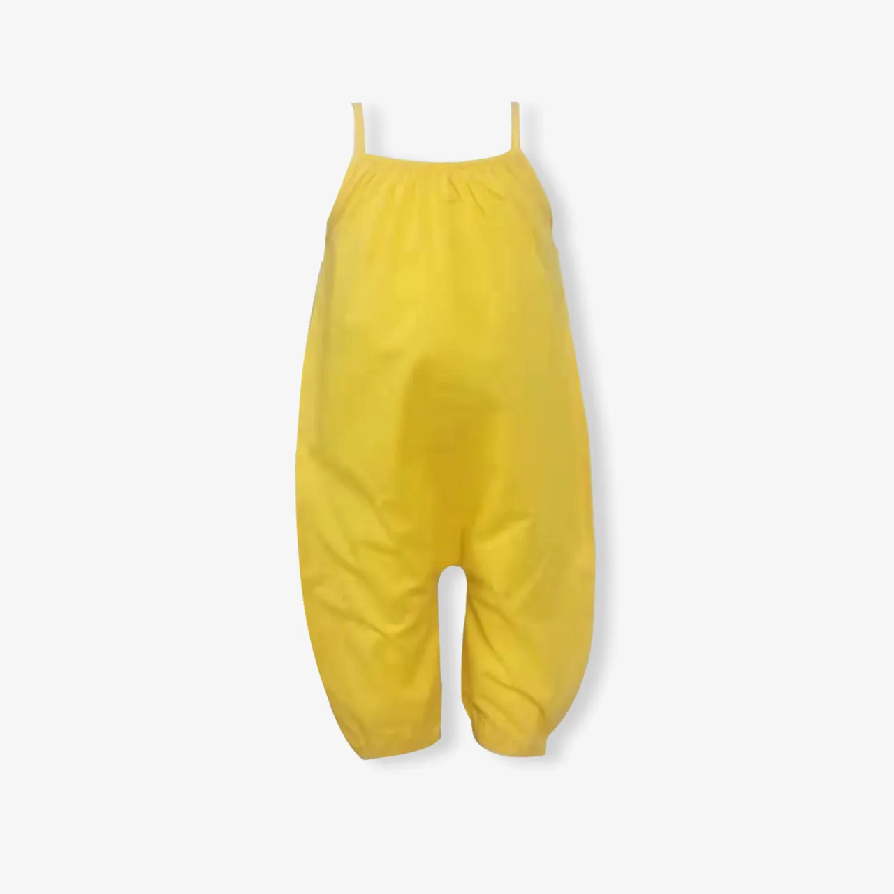 100% Cotton Baby Girl Loose-fit Solid Sleeveless Spaghetti Strap Harem Pants Overalls Yellow big image 1