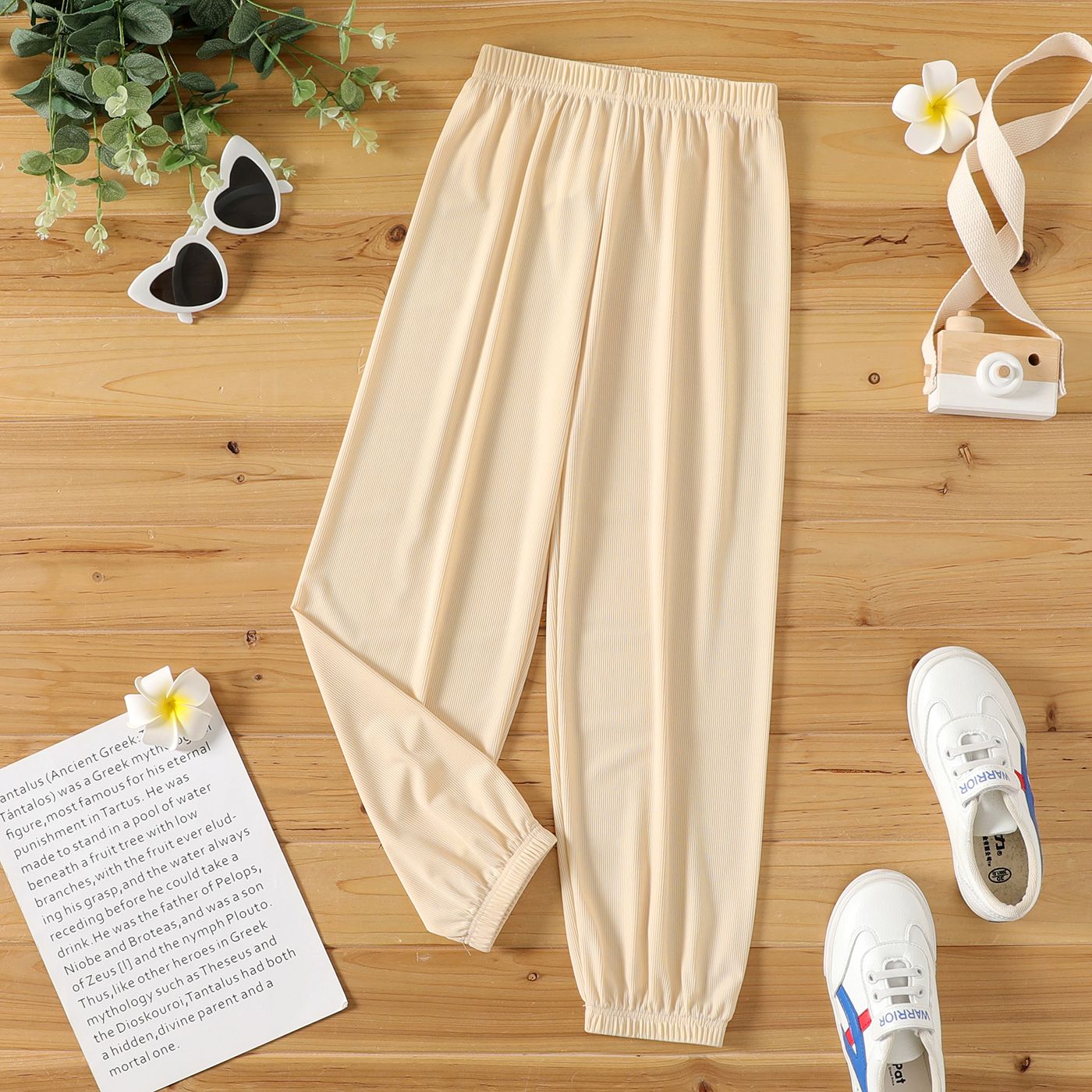 

Kid Girl Solid Color Elasticized Modal Ankle Length Pants