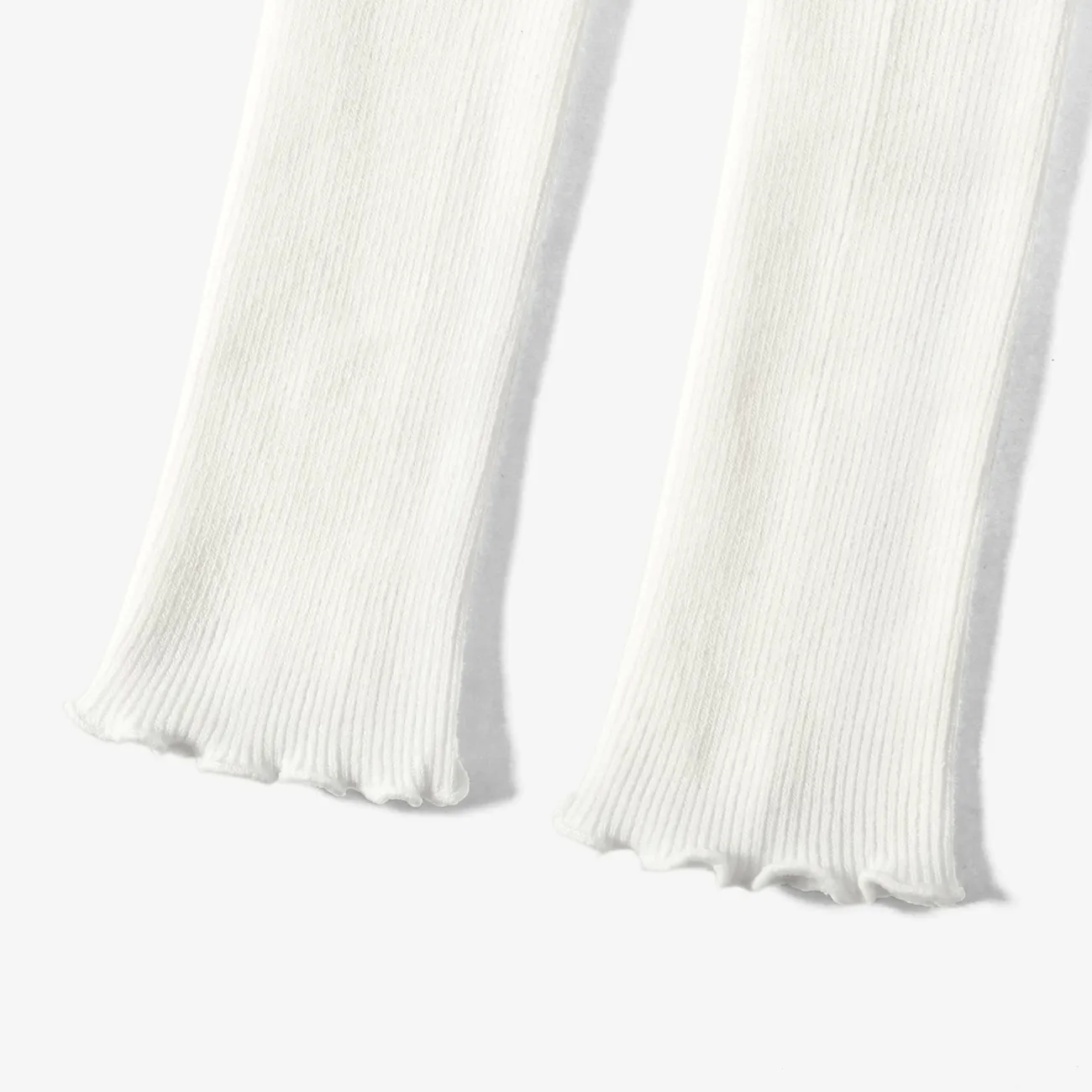 Baby / Toddler Girl Solid Knitted Ruffled Leggings White big image 1