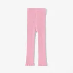 Baby / Toddler Girl Solid Knitted Ruffled Leggings Pink