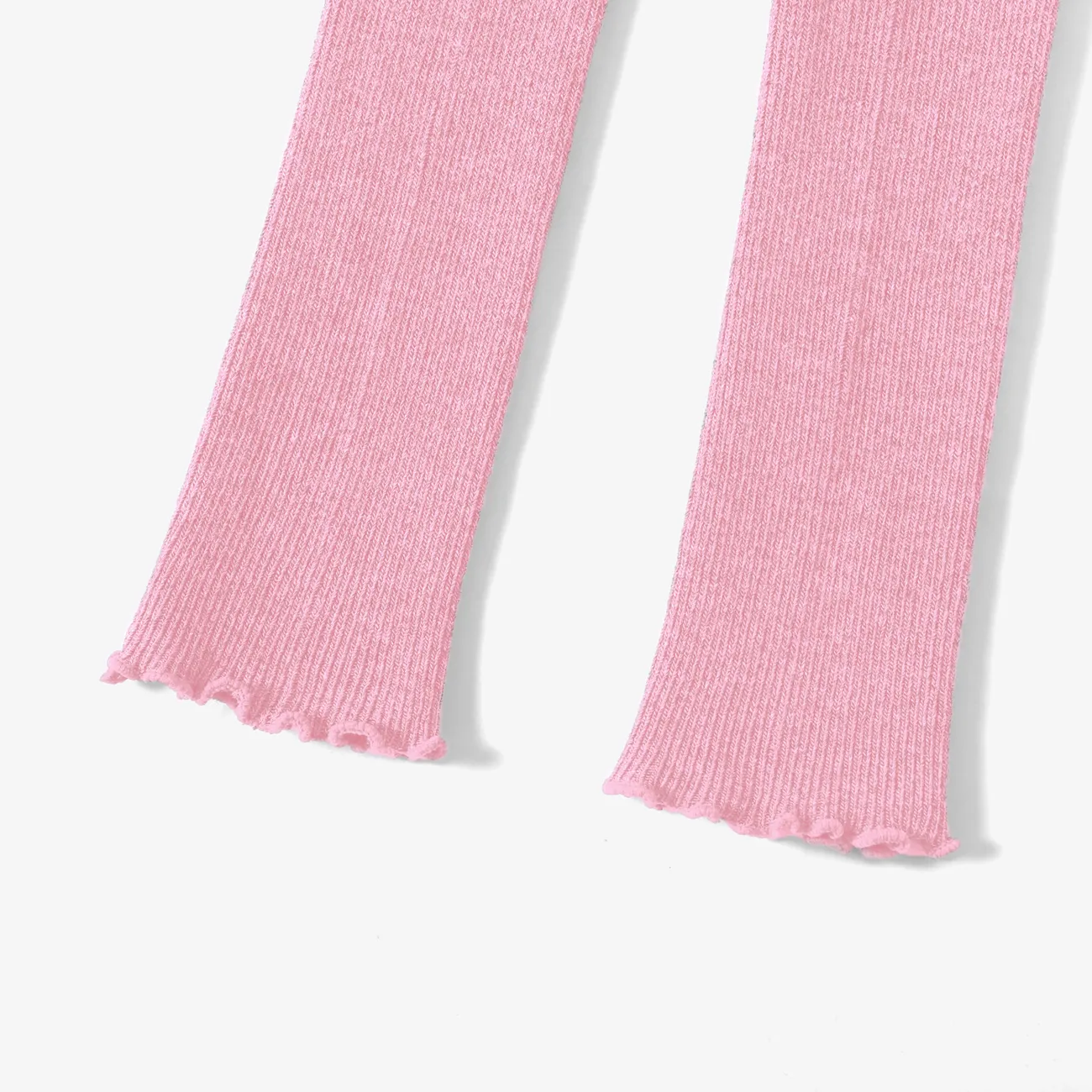 Baby / Toddler Girl Solid Knitted Ruffled Leggings Pink big image 1