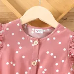 Kid Girl Polka dots Button Design Flutter-sleeve Belted Flutter-sleeve Dress  image 2