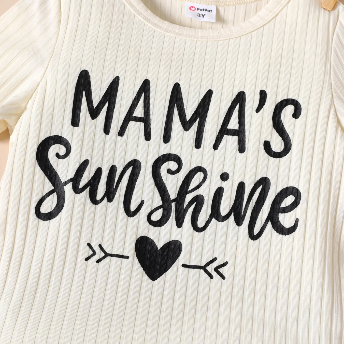 2pcs Toddler Girl Letter Print Ribbed Short-sleeve Tee and Bowknot Design Elasticized Shorts Set MILKWHITE image 5