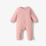 Multi Color Solid Footed/footie Long-sleeve Baby Jumpsuit Light Pink