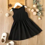Toddler Girl Solid Color Backless Crisscross Sleeveless Dress Black