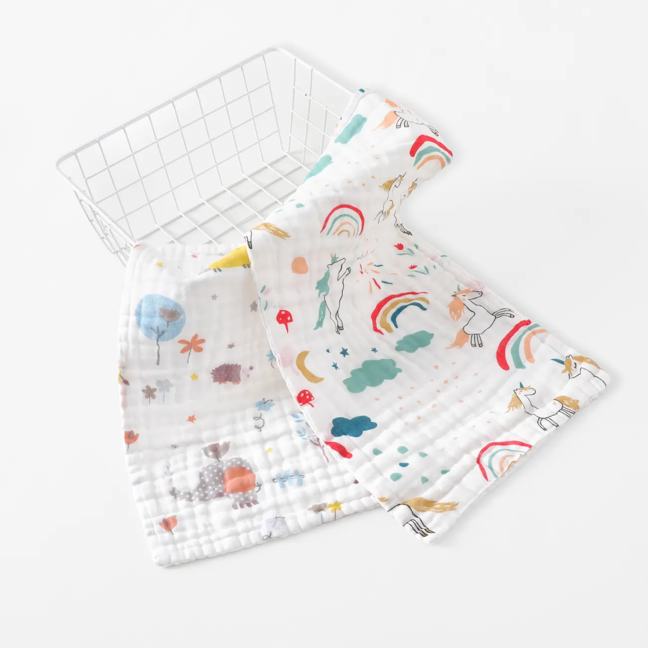 2er-Pack Babyhandtücher aus 100 % Baumwolle, 6-lagiges, weiches, saugfähiges Baby-Taschentuch mit hoher Dichte Farbe-B big image 1