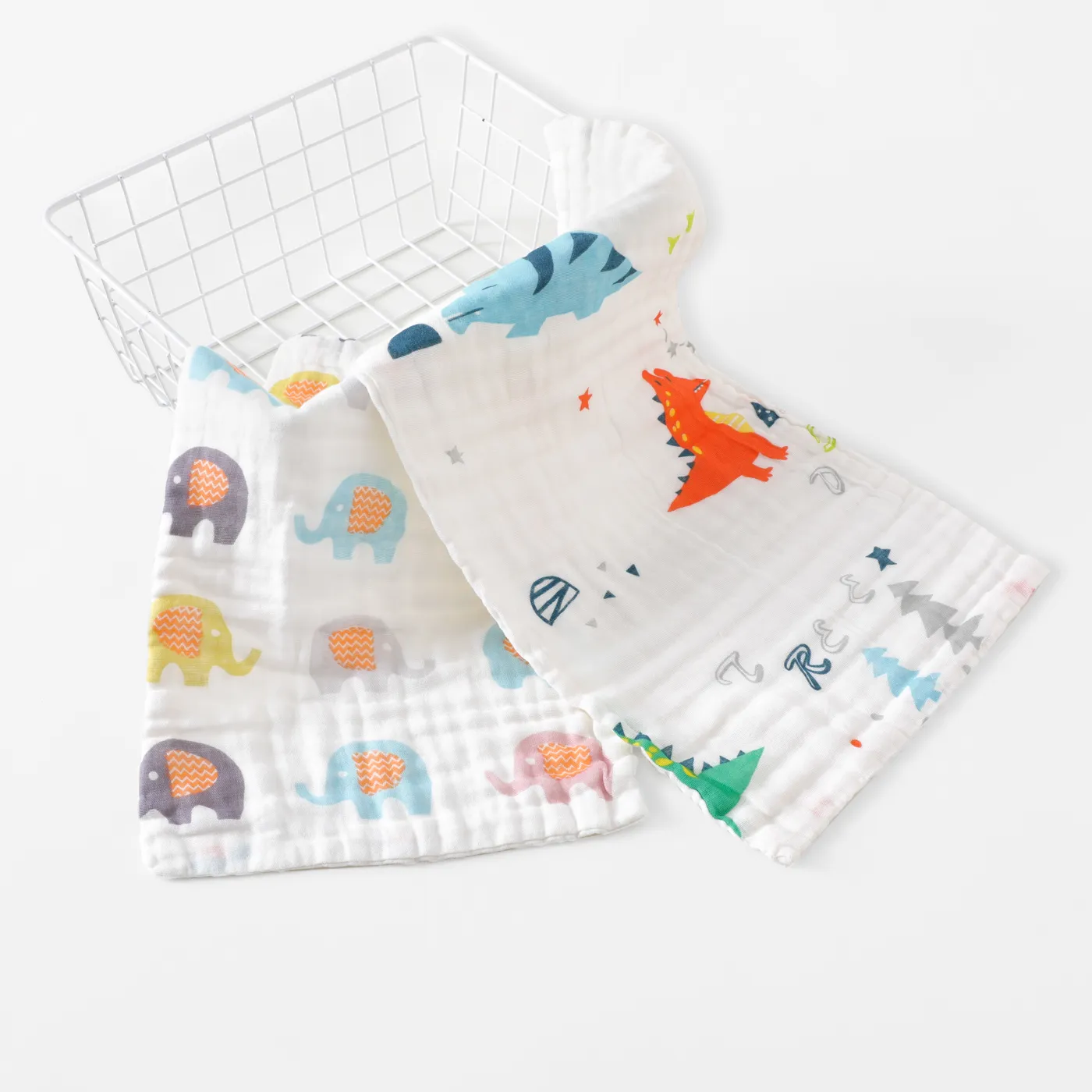 2er-Pack Babyhandtücher aus 100 % Baumwolle, 6-lagiges, weiches, saugfähiges Baby-Taschentuch mit hoher Dichte Farbe-C