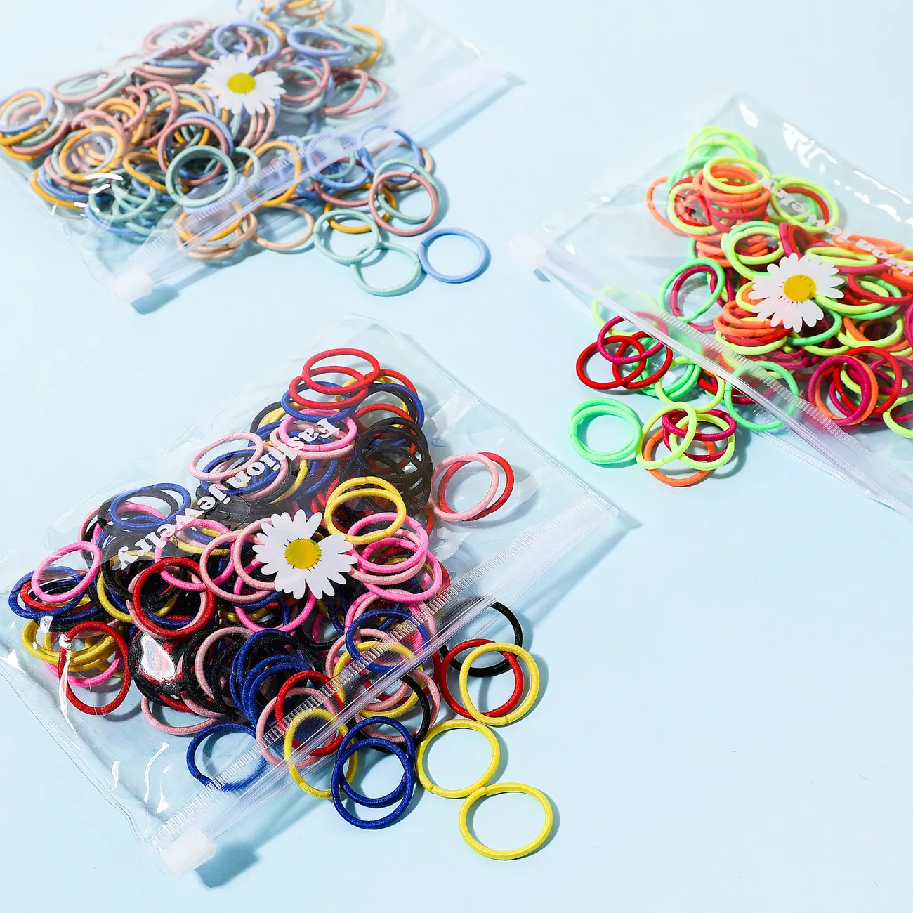 Confezione da 100 elastici per capelli di piccole dimensioni multicolori ad alta flessibilità per ragazze Colore-A big image 1