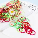 100-pack Multicolor High Flexibility Small Size Hair Ties for Girls Color-C
