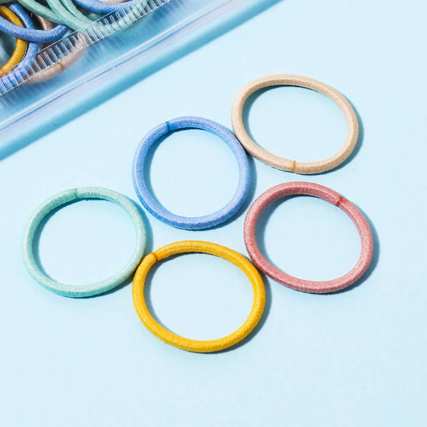 100 حزمة من أربطة الشعر صغيرة الحجم متعددة الألوان عالية المرونة للفتيات اللون- ب image 3