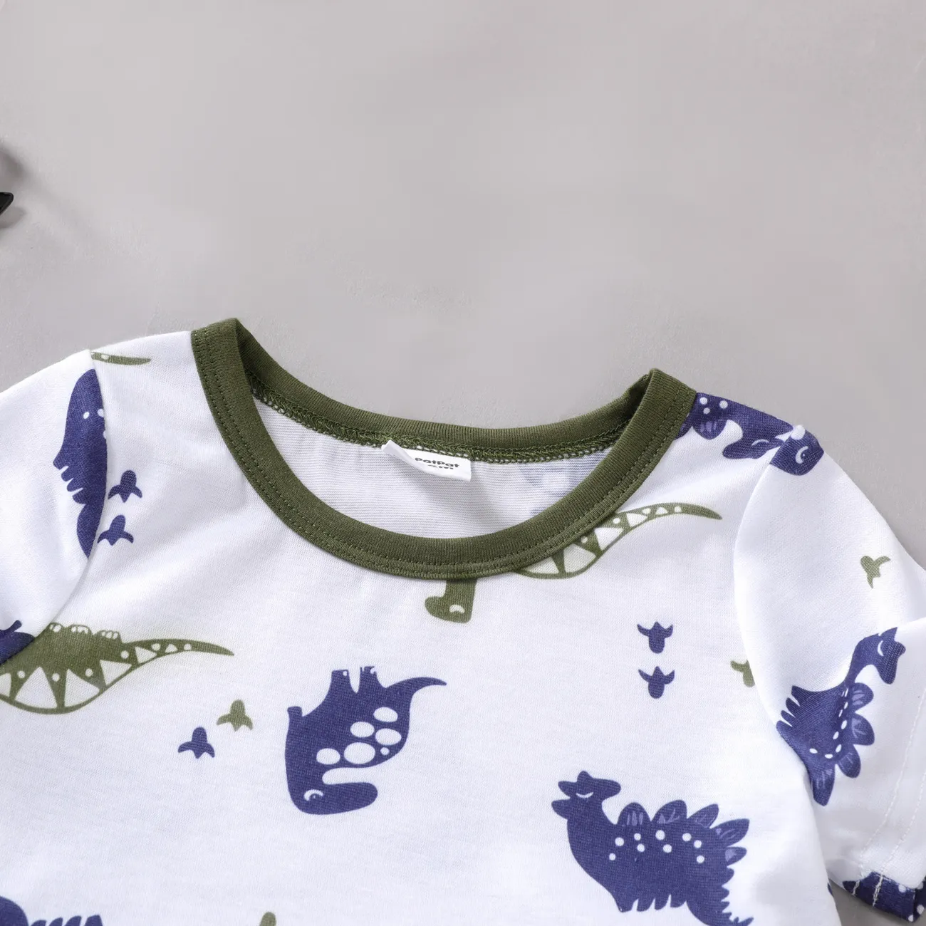 2件 嬰兒 男 恐龍 運動 短袖 嬰兒套裝 軍綠色 big image 1