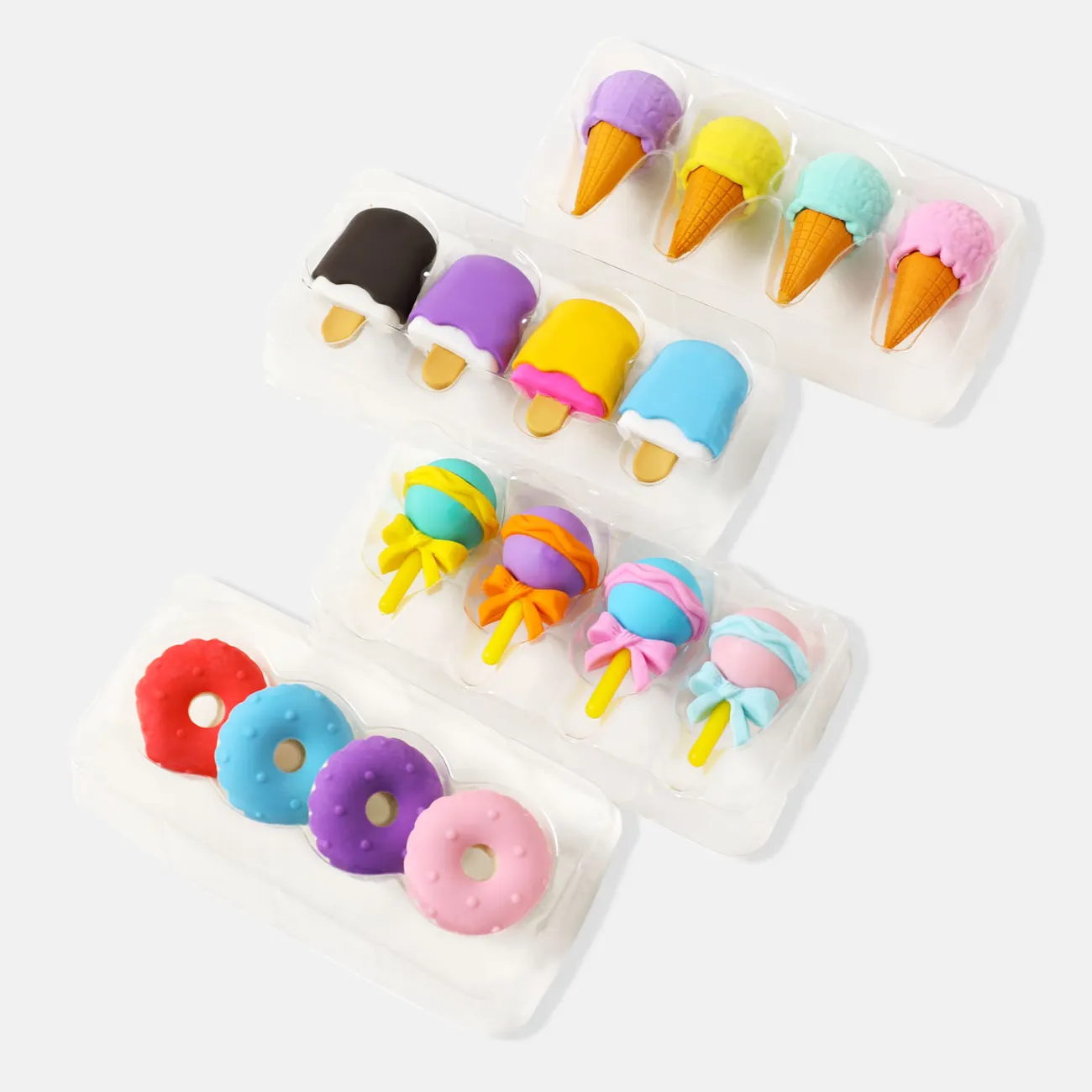 Borrachas de comida fofas 3d donut sobremesa borrachas presentes de brinquedo conjunto para crianças recompensas em sala de aula material de papelaria estudantil Rosa Escuro big image 1