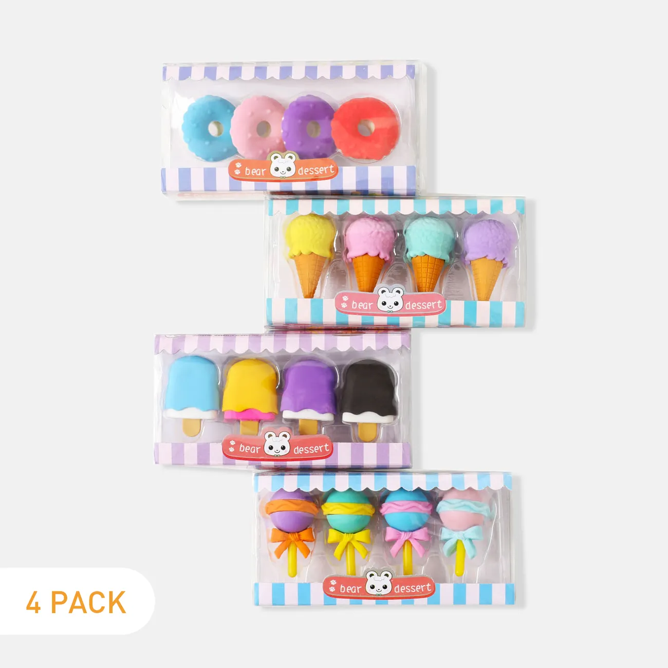 Borradores de comida lindos borradores de postre de donut 3d conjunto de regalos de juguete para niños recompensas en el aula suministro de papelería para estudiantes Rosa oscuro big image 1