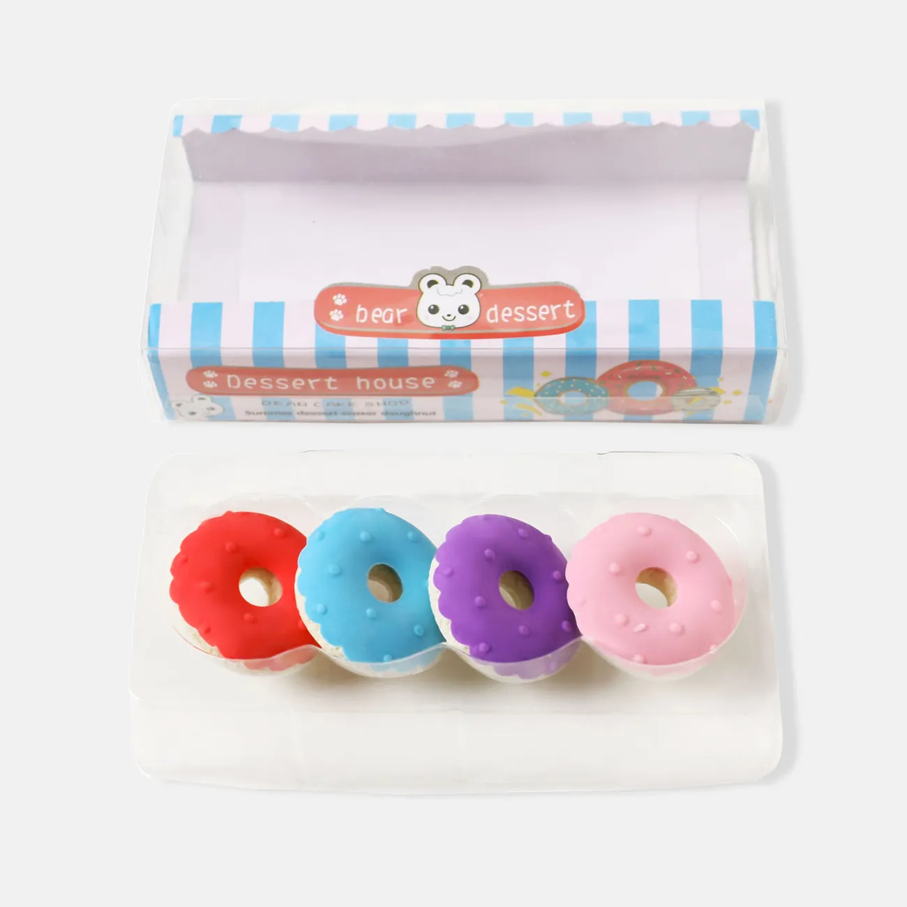 Food Erasers Cute 3D Donut Dessert Erasers Toy Gifts Set for Kids Classroom Rewards Student Stationery Supply Light Pink big image 1