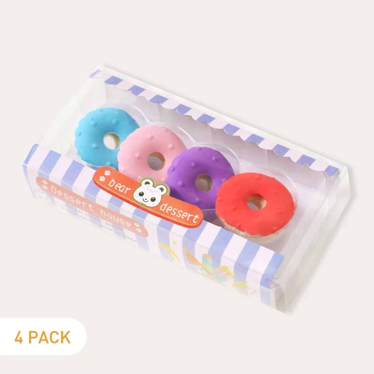 Borradores de comida lindos borradores de postre de donut 3d conjunto de regalos de juguete para niños recompensas en el aula suministro de papelería para estudiantes Rosa claro big image 1
