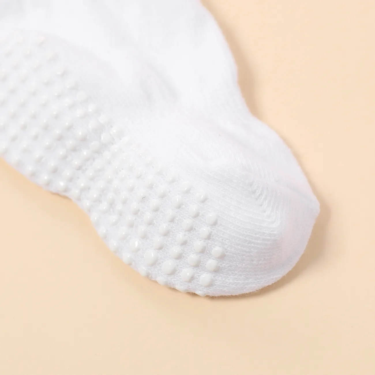 6 paires de chaussettes antidérapantes solides simples pour bébé Blanc big image 1