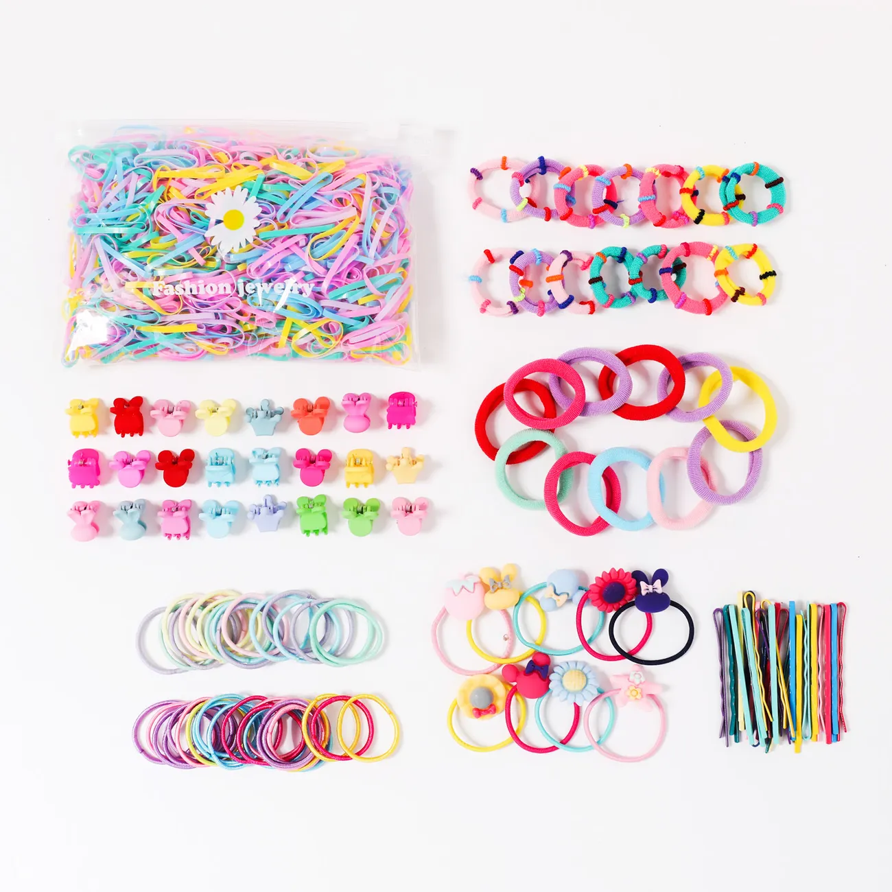Lot de 1221 ensembles d'accessoires pour cheveux multicolores pour filles Couleur-A big image 1