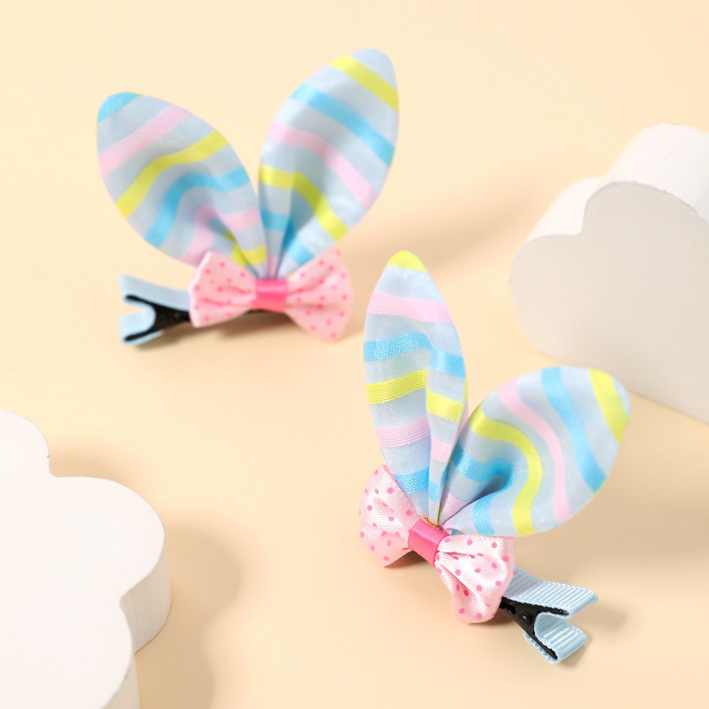 2-pack Bow Bunny Ears Hair Clips Hair Accessories For Girls