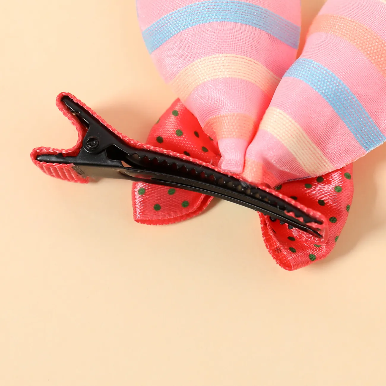 2-pack Bow Bunny Ears Hair Clips Hair Accessories for Girls Dark Pink big image 1