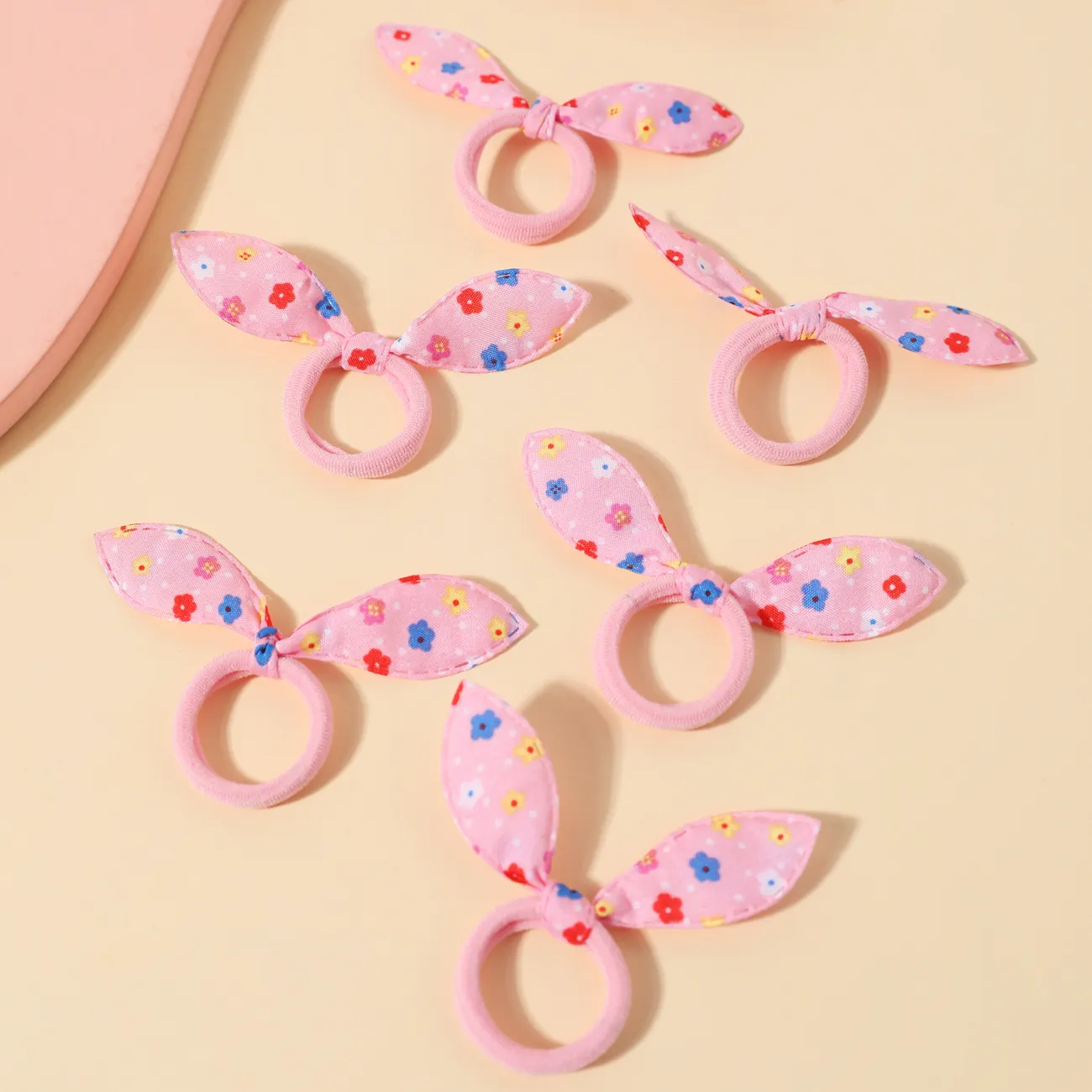 20-pack Bunny Rabbit Ears Hair Ties for Girls (Random Color) Pink big image 1