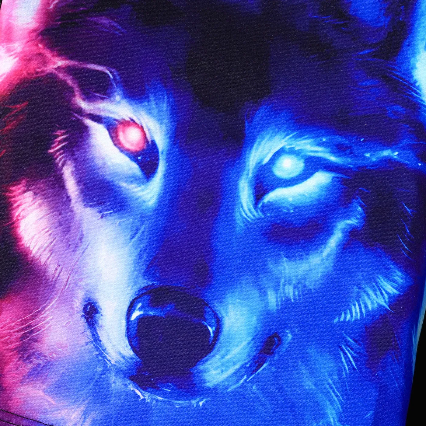 2pcs Kid Boy Animal Wolf Print Colorblock Short-sleeve Tee and Black Shorts Set Black image 2
