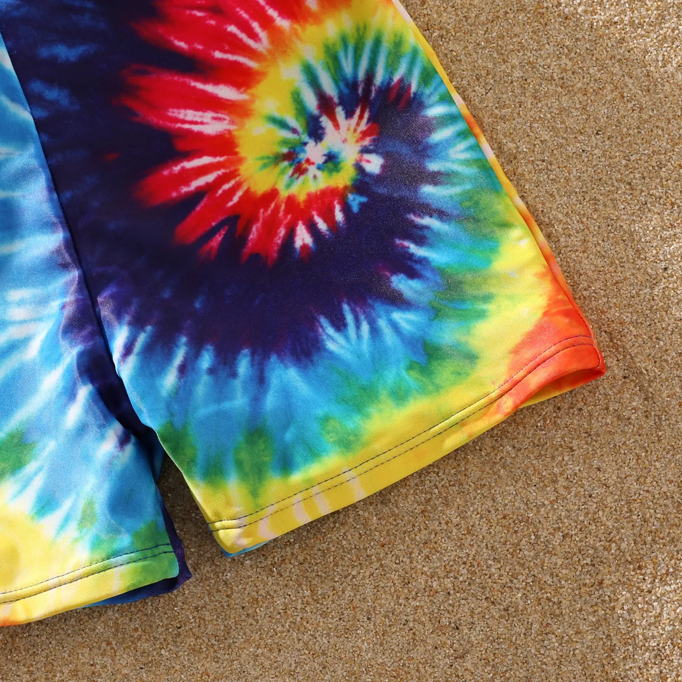 Family Matching Tie Dye Tank Crop Top Bikini Set Swimwear and Swim Trunks Shorts  image 5