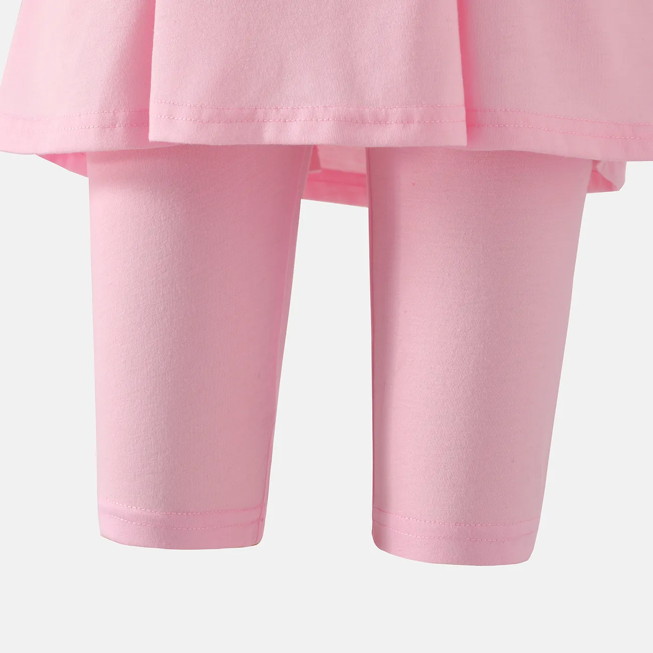 Kid Girl Solid Color Faux-two Skirt Leggings Shorts Pink big image 1