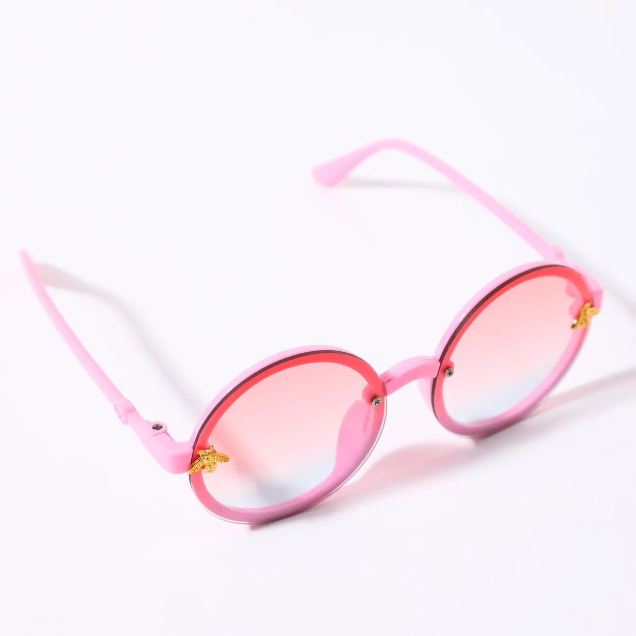 Kids Bee Decor Vintage Round Frame Glasses (Random Glasses Case Color) Pink big image 1