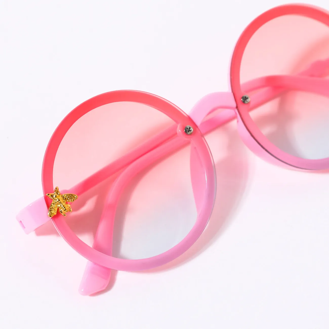 Gafas de montura redonda vintage con decoración de abeja para niños (color de caja de gafas al azar) Rosado big image 1