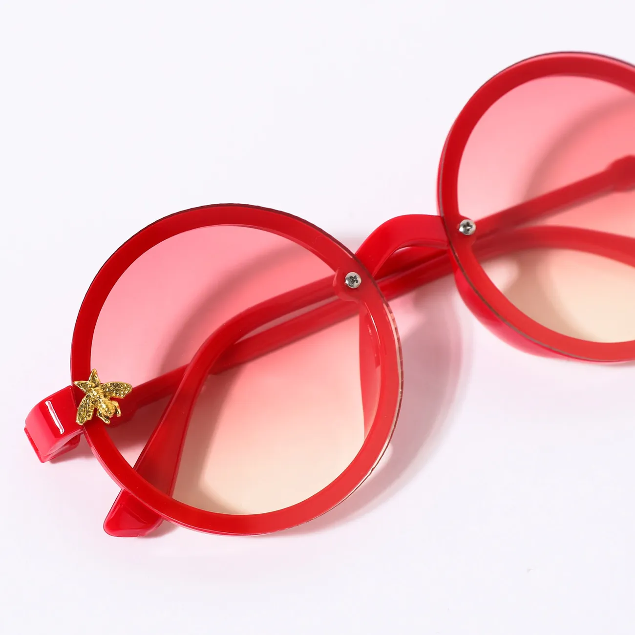 Kids Bee Decor Vintage Round Frame Glasses (Random Glasses Case Color) Red big image 1