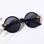 Gafas de montura redonda vintage con decoración de abeja para niños (color de caja de gafas al azar) Negro