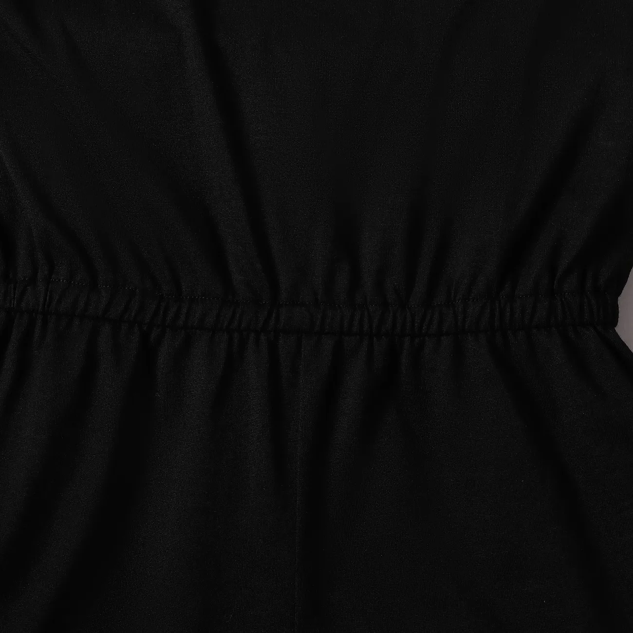 Kind Mädchen Volltonfarbe U-Kragen Racerback ärmellose Strampler schwarz big image 1