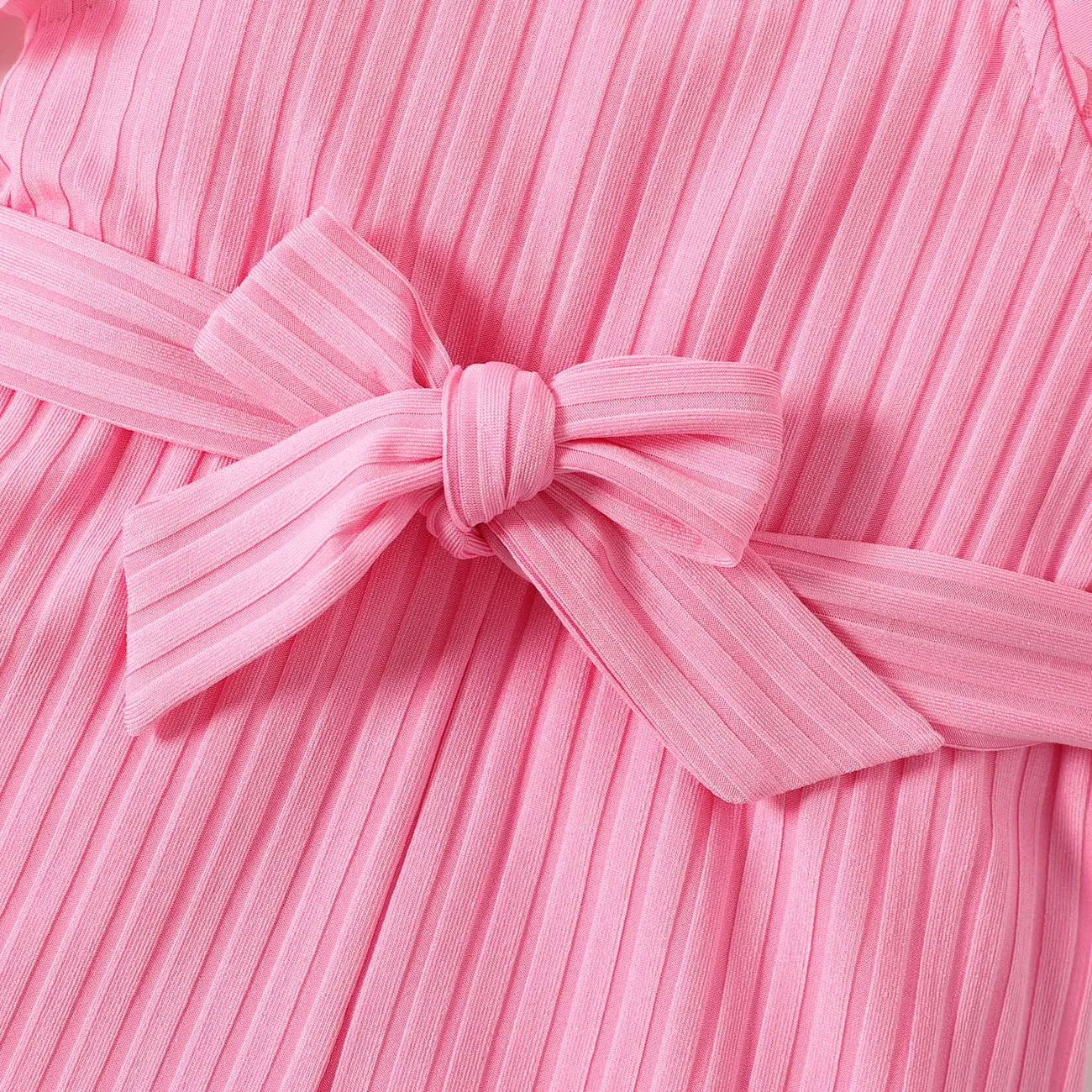 طفلة الوردي مطرز الأزهار زين رومبير مضلع حزام الأكمام نفخة زهري big image 1