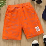 shorts elásticos con estampado de dinosaurios y parches bordados para niños naranja
