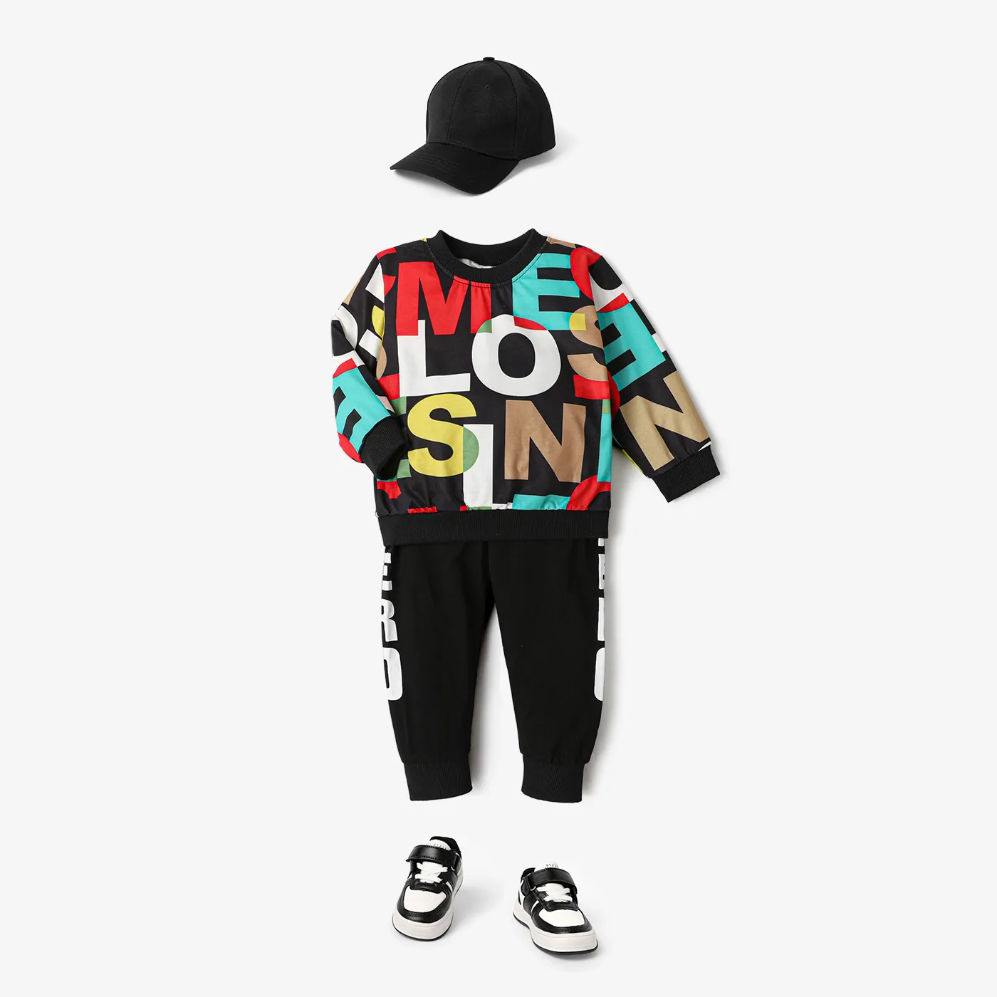 2-piece Toddler Boy Letter Print Pullover and Pants Set  big image 1