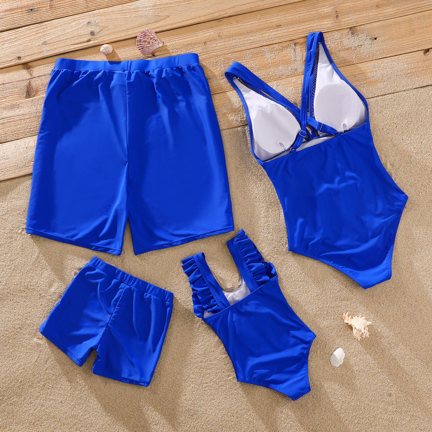 

Family Matching Stripe Spliced One Piece Swimsuit or Swim Trunks Shorts