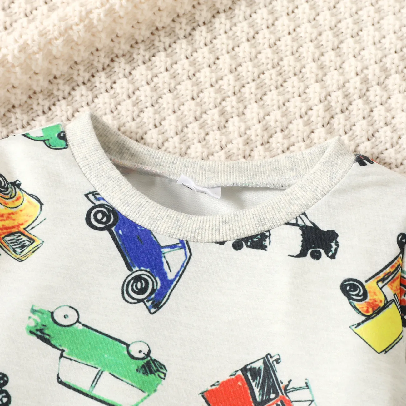 Toddler Boy Rocket Letter Rainbow/Vehicle Print Pullover Sweatshirt Grey big image 1