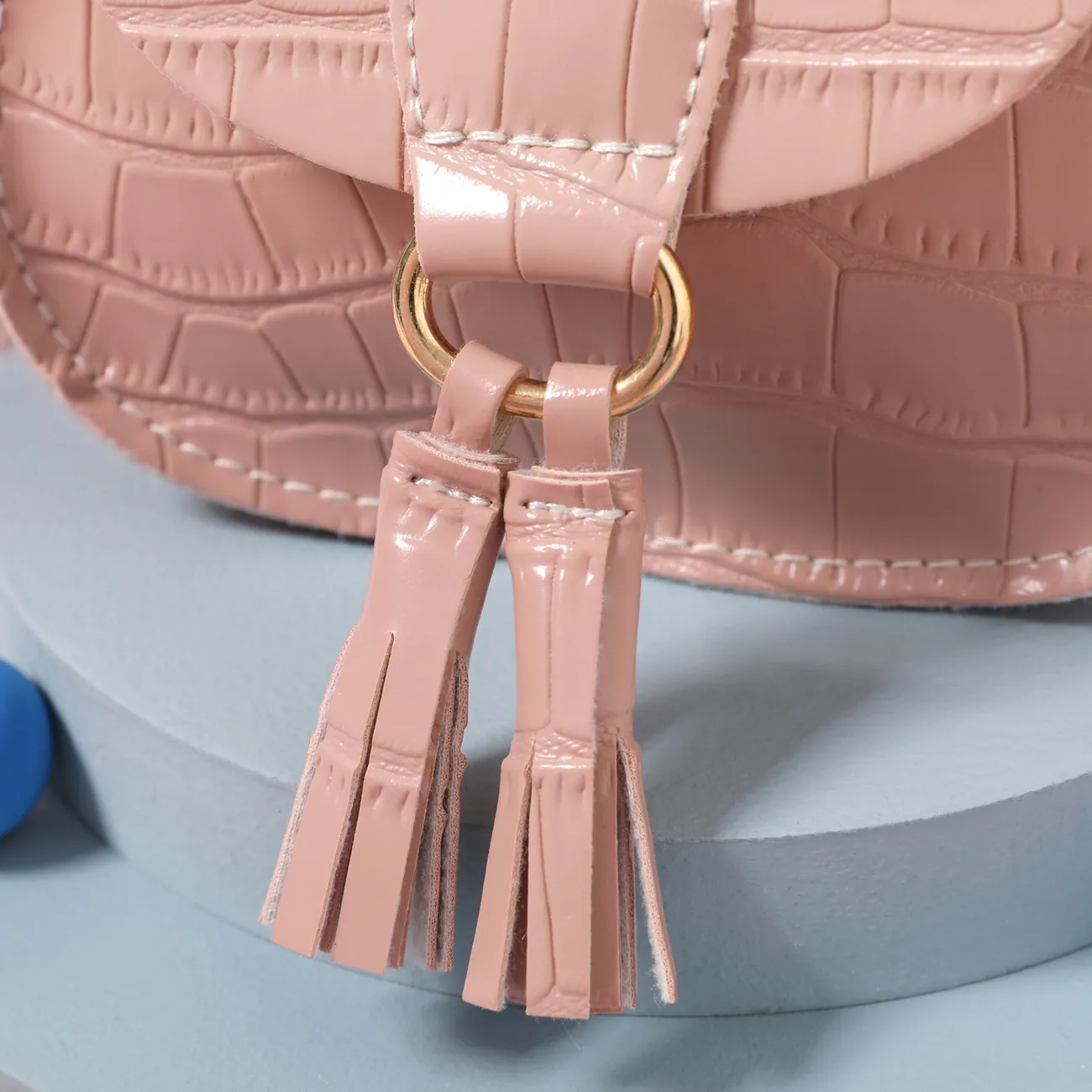Toddler / Kid Embossed Tassel Decor Crossbody Bag Pink big image 1