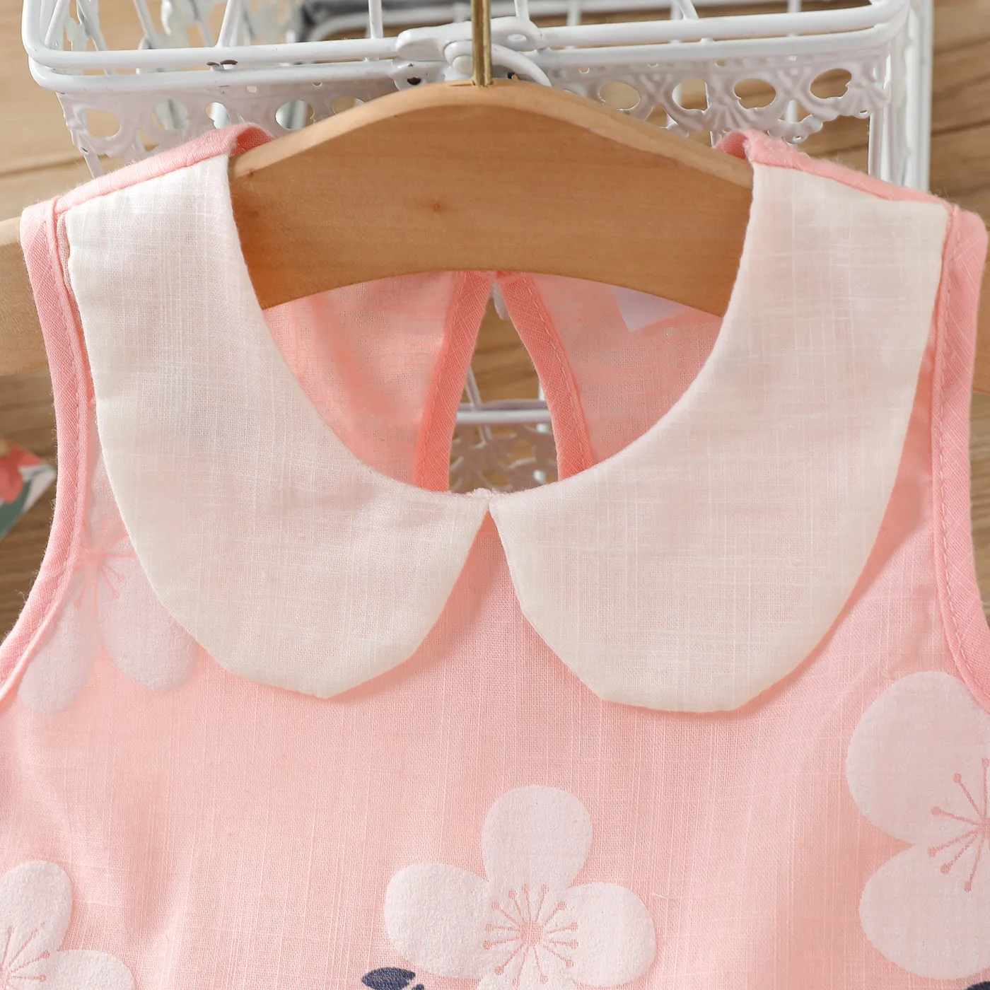 100% Cotton Baby Girl Peter Pan Collar Floral Print Tank Dress  image 3